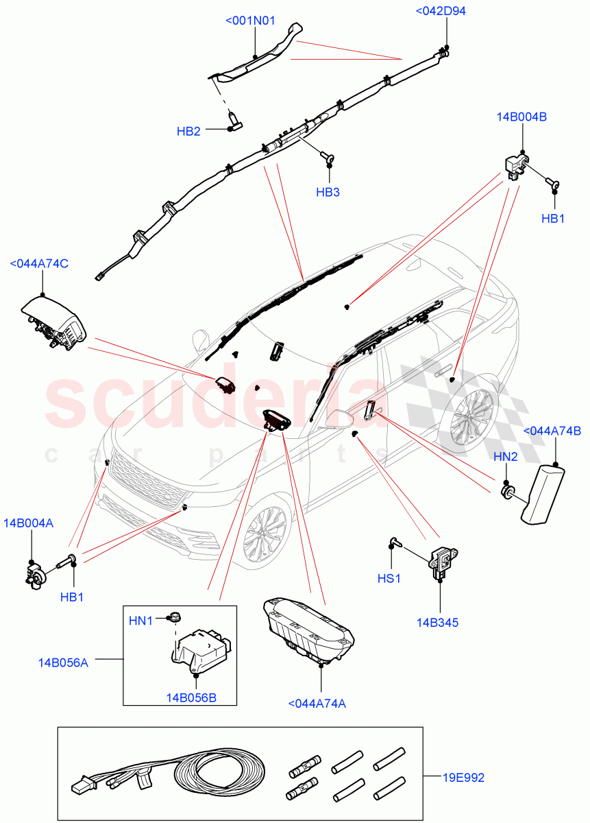Airbag System (Airbag Modules) of Land Rover Land Rover Range Rover Velar (2017+) [5.0 OHC SGDI SC V8 Petrol]