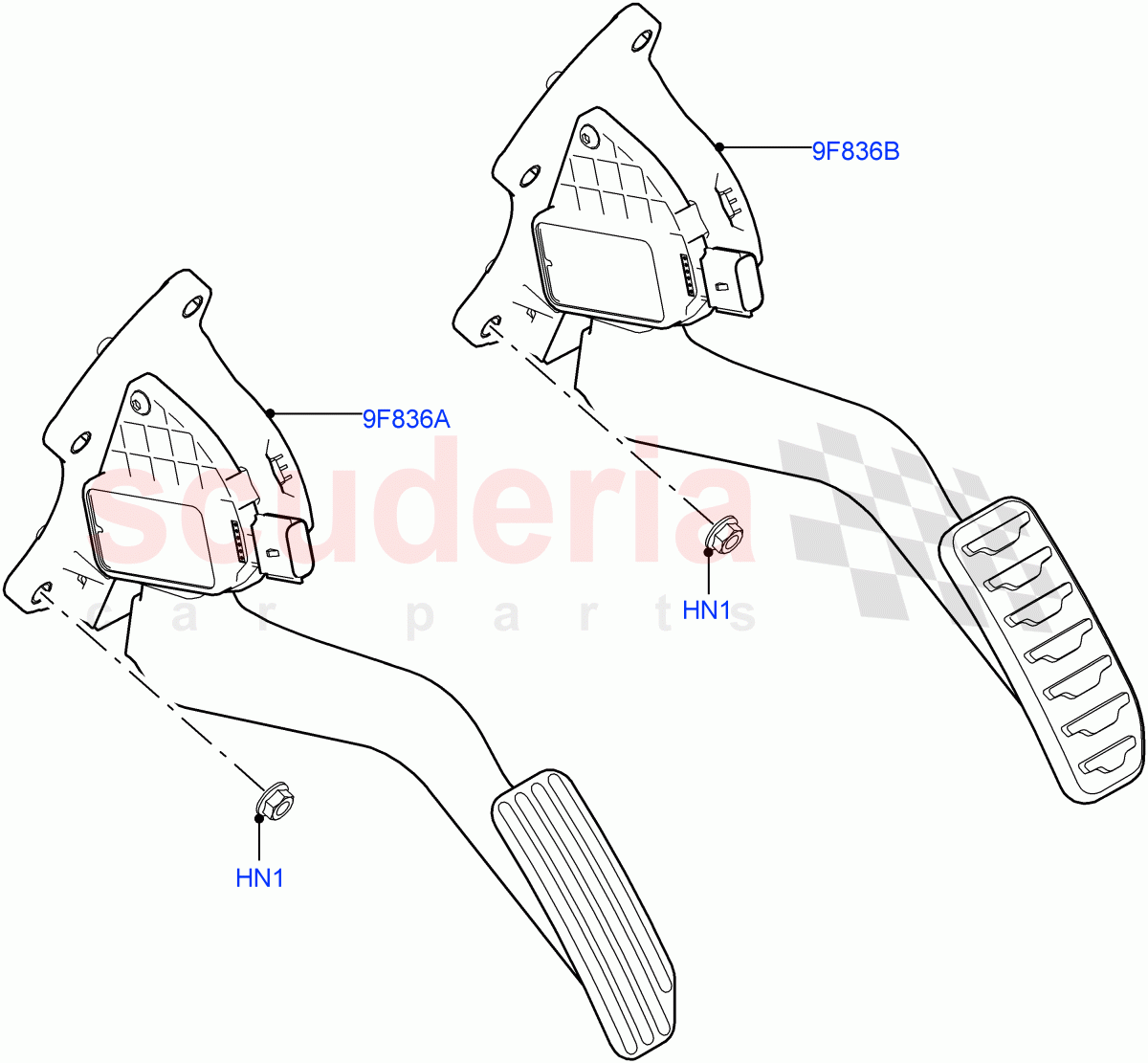 Accelerator/Injection Pump Controls (2.0L 16V TIVCT T/C Gen2 Petrol, Halewood (UK), 2.0L 16V TIVCT T/C 240PS Petrol) of Land Rover Land Rover Range Rover Evoque (2012-2018) [2.0 Turbo Petrol GTDI]