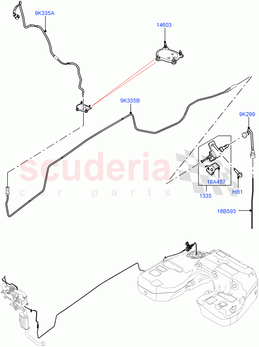 Auxiliary Fuel Fired Pre-Heater (Nitra Plant Build, Heater Fuel Supply) (With Fuel Fired Heater, Fuel Heater W/Pk Heat With Remote, Fuel Fired Heater With Park Heat) ((V) FROMK2000001) of Land Rover Land Rover Discovery 5 (2017+) [3.0 Diesel 24V DOHC TC]