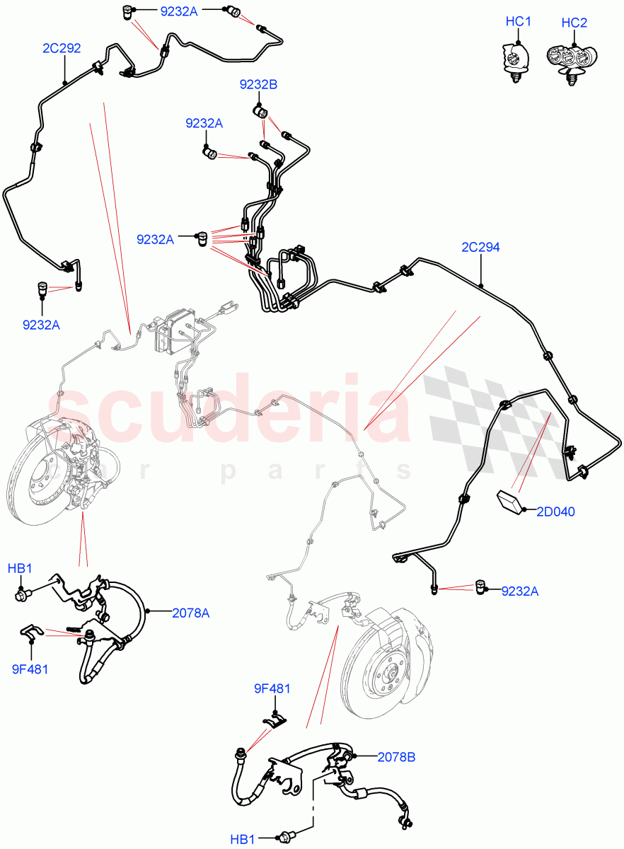 Front Brake Pipes (Nitra Plant Build) (RHD) ((V) FROMM2000001) of Land Rover Land Rover Discovery 5 (2017+) [3.0 DOHC GDI SC V6 Petrol]