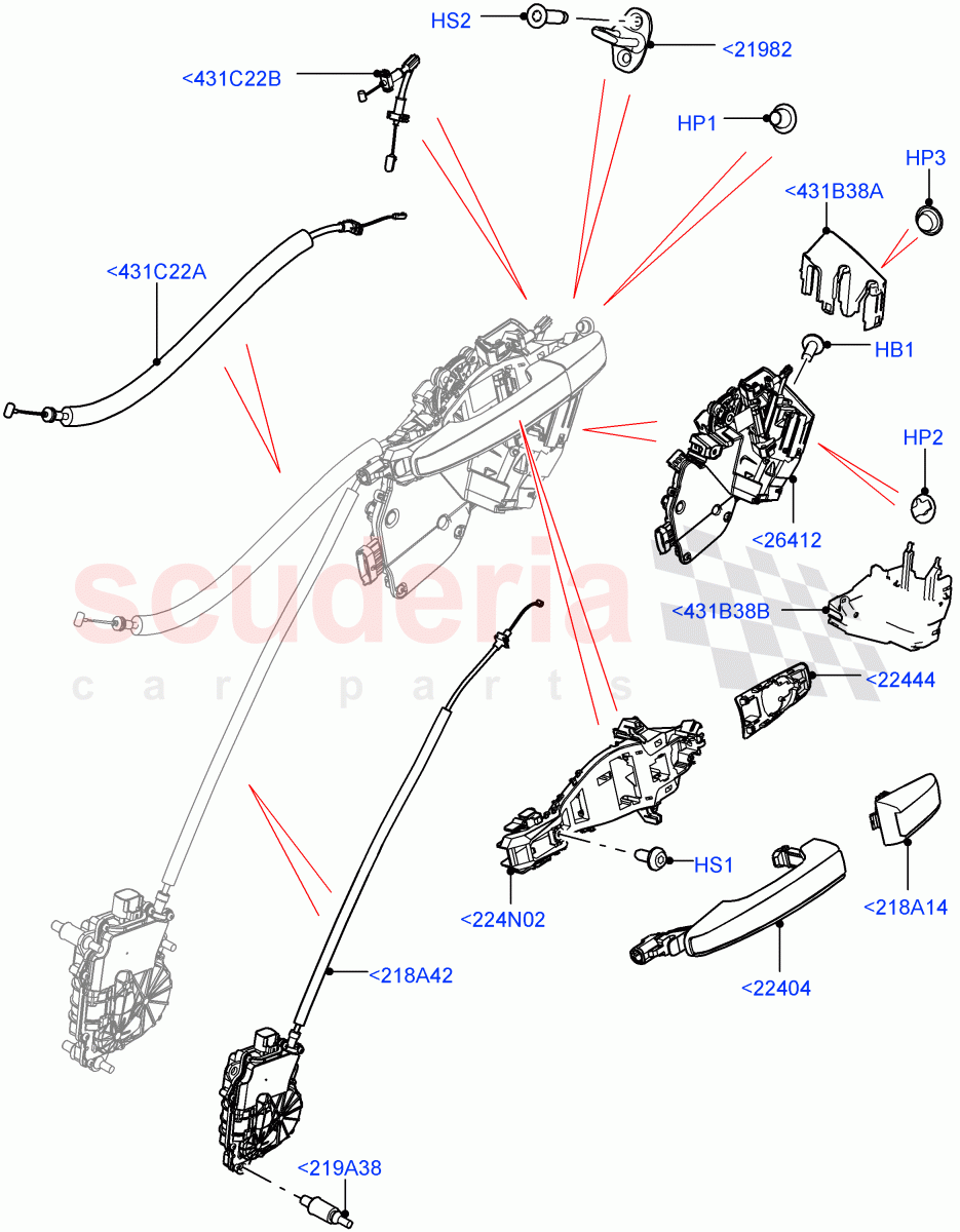 Rear Door Lock Controls((V)FROMJA000001) of Land Rover Land Rover Range Rover (2012-2021) [3.0 I6 Turbo Petrol AJ20P6]