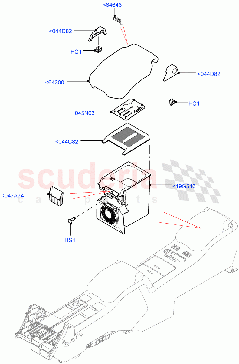 Console - Floor(Rear, For Stowage Boxes And Lids)(With 40/40 Split Individual Rr Seat) of Land Rover Land Rover Range Rover (2012-2021) [4.4 DOHC Diesel V8 DITC]