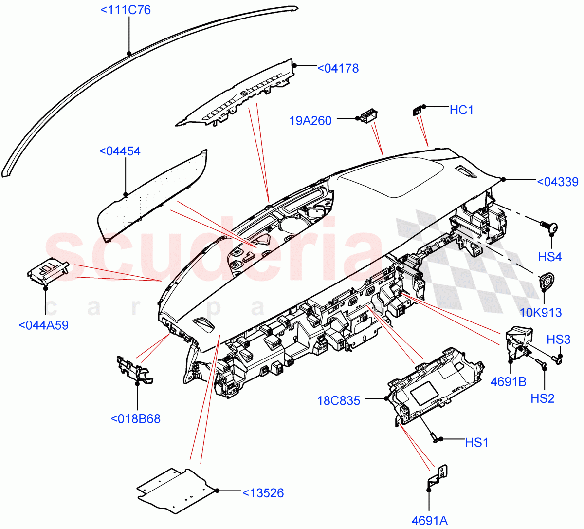 Instrument Panel (External Components, Upper) (Changsu (China), Less Head Up Display) of Land Rover Land Rover Range Rover Evoque (2019+) [2.0 Turbo Diesel AJ21D4]