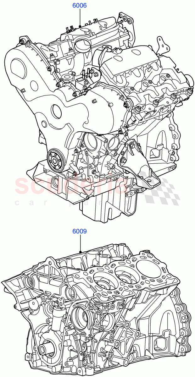 Service Engine And Short Block (Nitra Plant Build) (3.0 V6 Diesel) ((V) FROMK2000001) of Land Rover Land Rover Discovery 5 (2017+) [3.0 Diesel 24V DOHC TC]