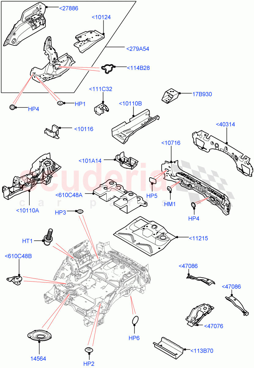 Floor Pan - Centre And Rear (Nitra Plant Build) ((V) FROMK2000001) of Land Rover Land Rover Discovery 5 (2017+) [2.0 Turbo Diesel]