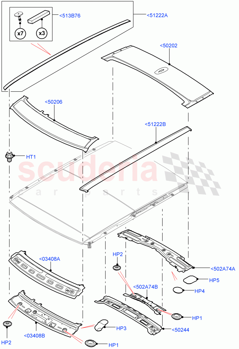 Roof - Sheet Metal (With Roof Conversion-Panorama Power, With Roof Conversion-Panorama Roof) of Land Rover Land Rover Range Rover Sport (2014+) [4.4 DOHC Diesel V8 DITC]