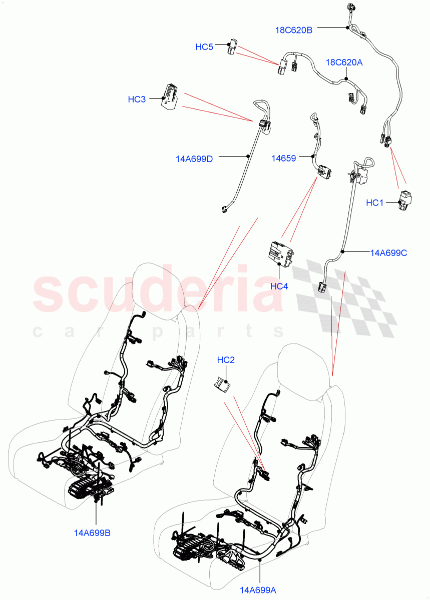 Wiring - Seats (Front Seats) ((V) FROMKA000001) of Land Rover Land Rover Range Rover (2012-2021) [5.0 OHC SGDI SC V8 Petrol]