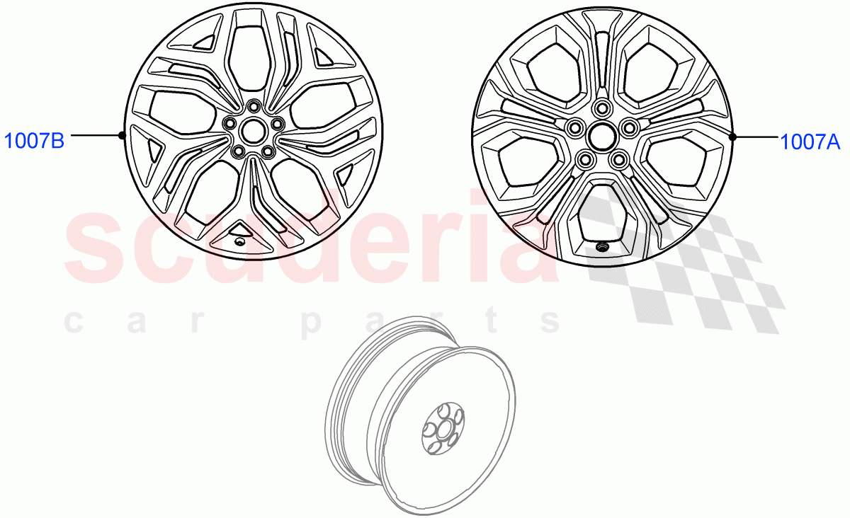 Spare Wheel(Changsu (China),18" Full Size Spare Wheel,20" Full Size Spare Wheel,With Conventional Alloy Spare Wheel) of Land Rover Land Rover Range Rover Evoque (2019+) [1.5 I3 Turbo Petrol AJ20P3]