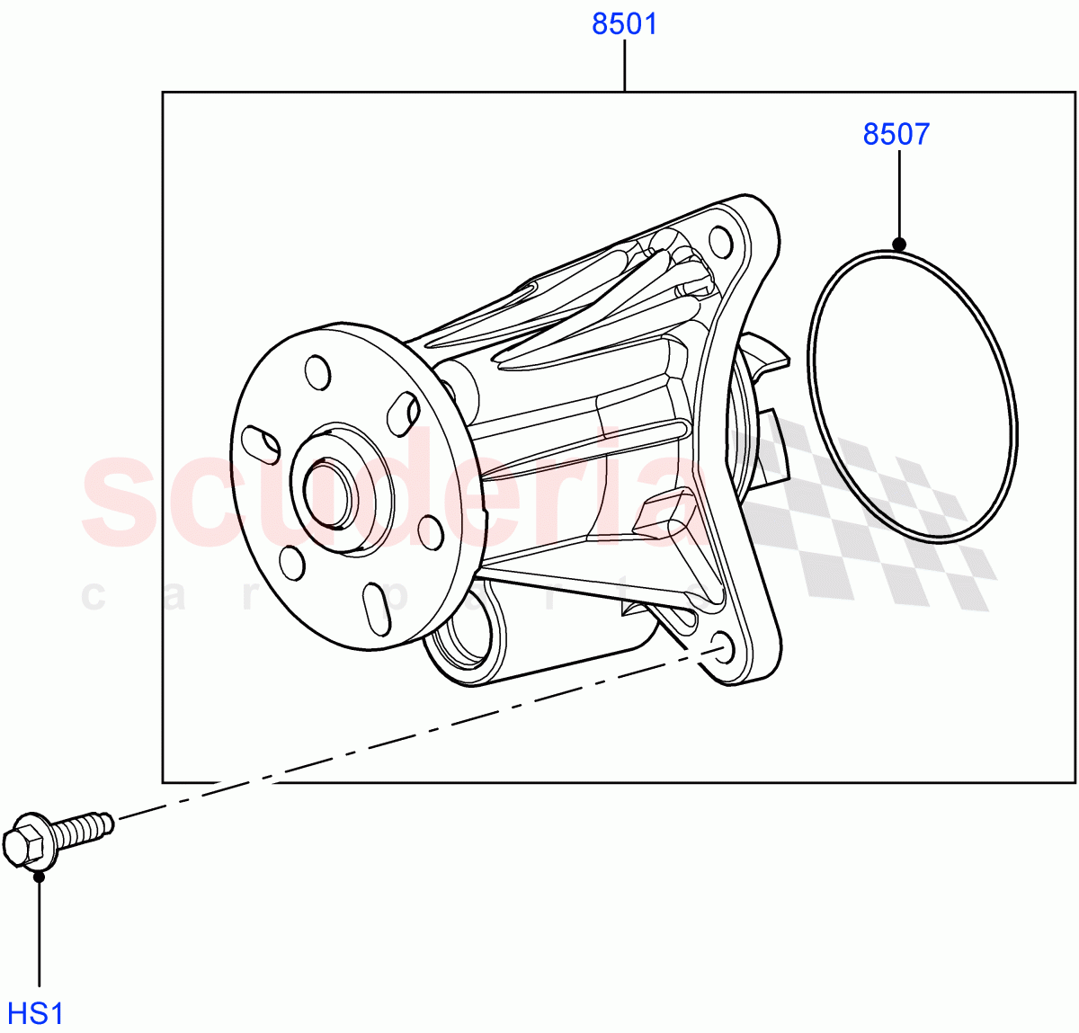 Water Pump (Main Unit) (3.0L 24V DOHC V6 TC Diesel, 3.0L 24V V6 Turbo Diesel Std Flow, 3.0 V6 Diesel Electric Hybrid Eng) ((V) FROMAA000001) of Land Rover Land Rover Range Rover Sport (2014+) [3.0 Diesel 24V DOHC TC]