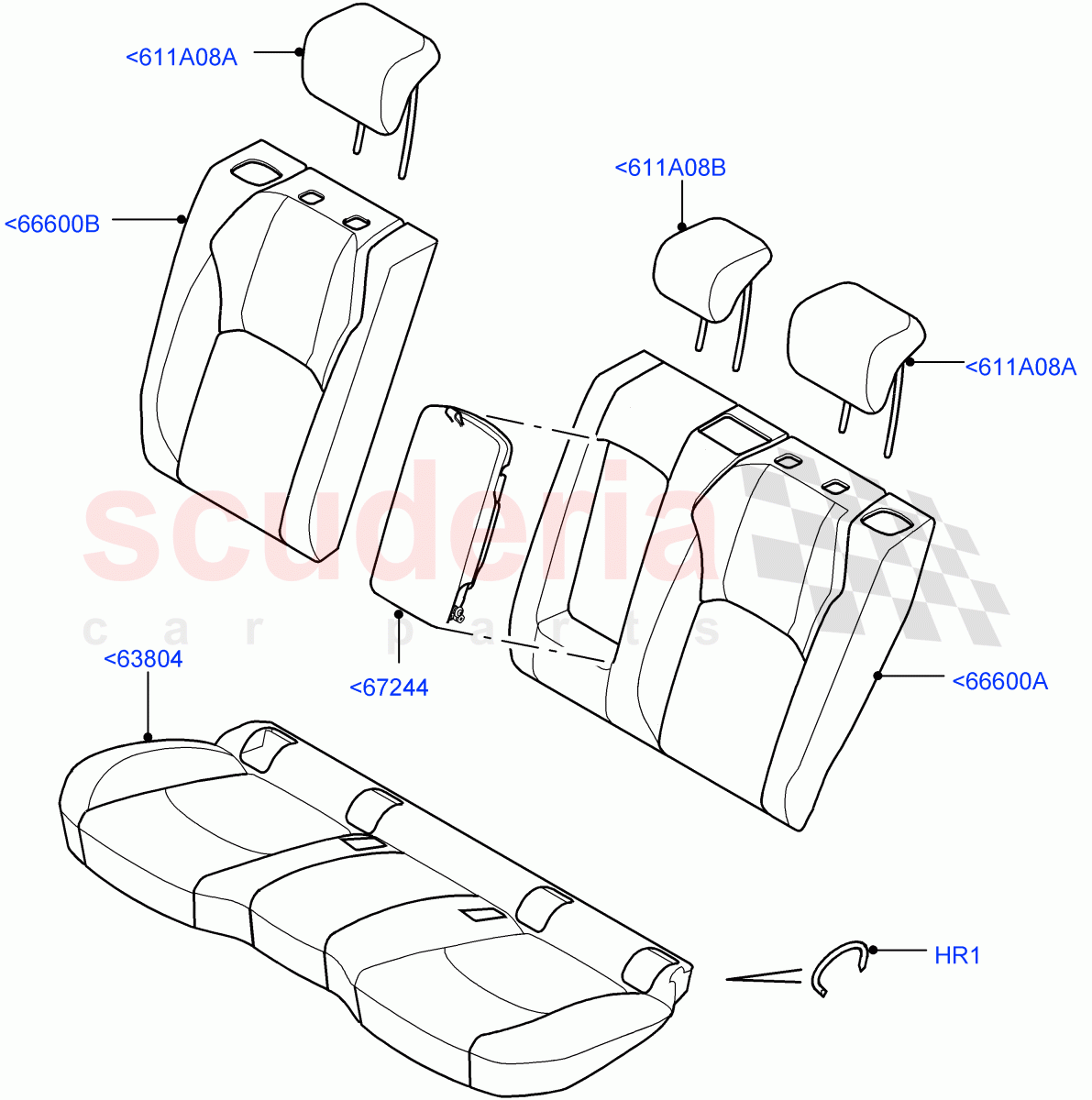 Rear Seat Covers(Windsor Sport Leather Perforated,Itatiaia (Brazil),With 60/40 Split - Folding Rr Seat)((V)FROMGT000001) of Land Rover Land Rover Range Rover Evoque (2012-2018) [2.0 Turbo Petrol GTDI]