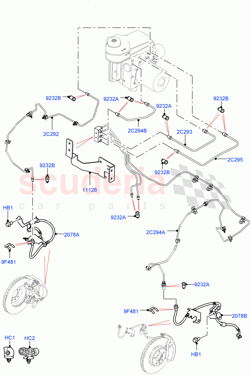 Front Brake Pipes (RHD) of Land Rover Land Rover Defender (2020+) [3.0 I6 Turbo Diesel AJ20D6]