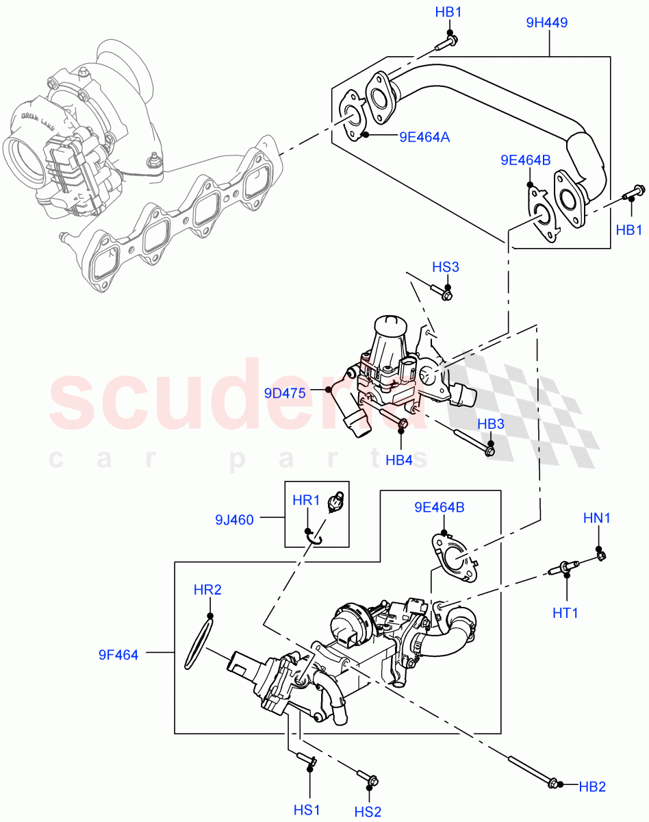 Exhaust Gas Recirculation (LH Side) (2.0L I4 DSL MID DOHC AJ200, EU6D Diesel + DPF Emissions, LEV 160, Euro Stage 4 Emissions) ((V) FROMKA000001) of Land Rover Land Rover Range Rover Velar (2017+) [2.0 Turbo Diesel]