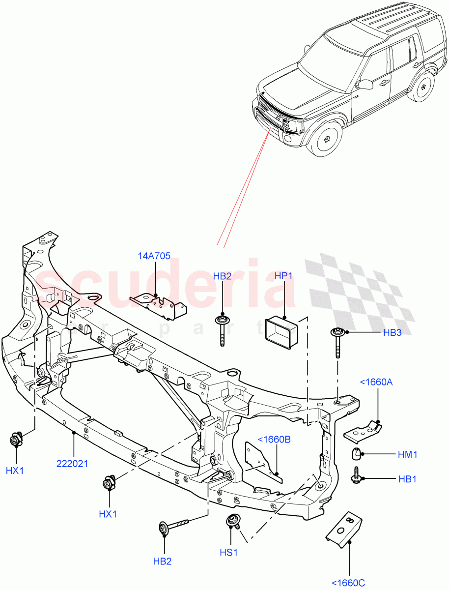 Front Panels, Aprons & Side Members(Front End Carrier)((V)FROMAA000001) of Land Rover Land Rover Discovery 4 (2010-2016) [3.0 DOHC GDI SC V6 Petrol]