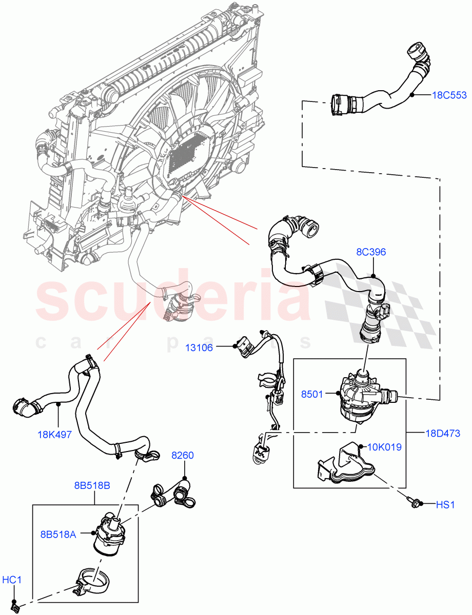 Water Pump (Auxiliary Unit) (2.0L AJ200P Hi PHEV) ((V) FROMMA000001) of Land Rover Land Rover Range Rover Velar (2017+) [2.0 Turbo Petrol AJ200P]
