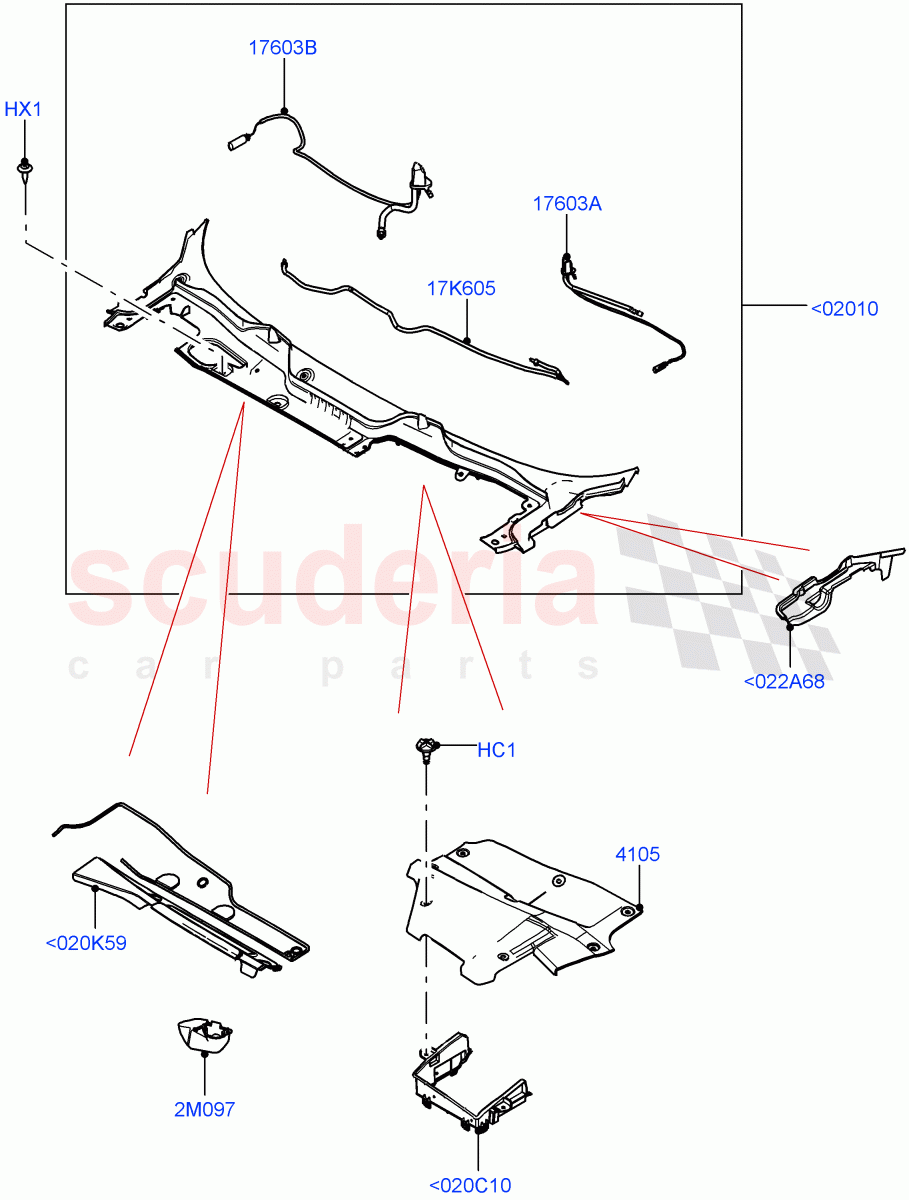 Cowl/Panel And Related Parts (Halewood (UK)) of Land Rover Land Rover Range Rover Evoque (2019+) [2.0 Turbo Petrol AJ200P]