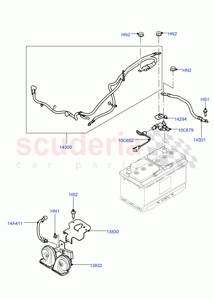 Battery Cables And Horn(Itatiaia (Brazil))((V)FROMGT000001) of Land Rover Land Rover Range Rover Evoque (2012-2018) [2.0 Turbo Petrol GTDI]