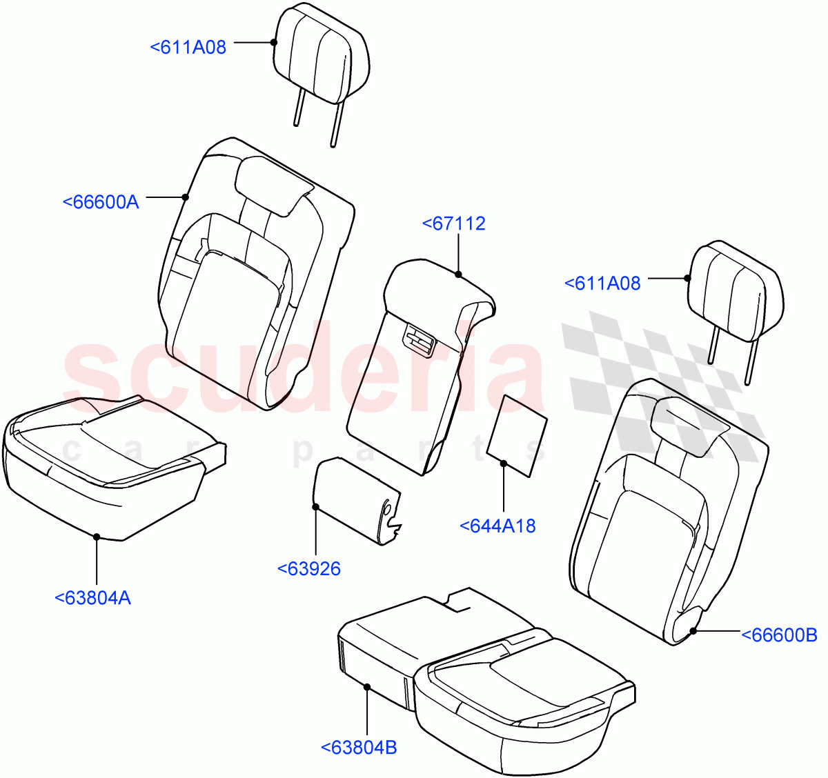 Rear Seat Covers(Taurus Leather,With 60/40 Manual Fold Thru Rr Seat)((V)FROMJA000001) of Land Rover Land Rover Range Rover (2012-2021) [2.0 Turbo Petrol GTDI]