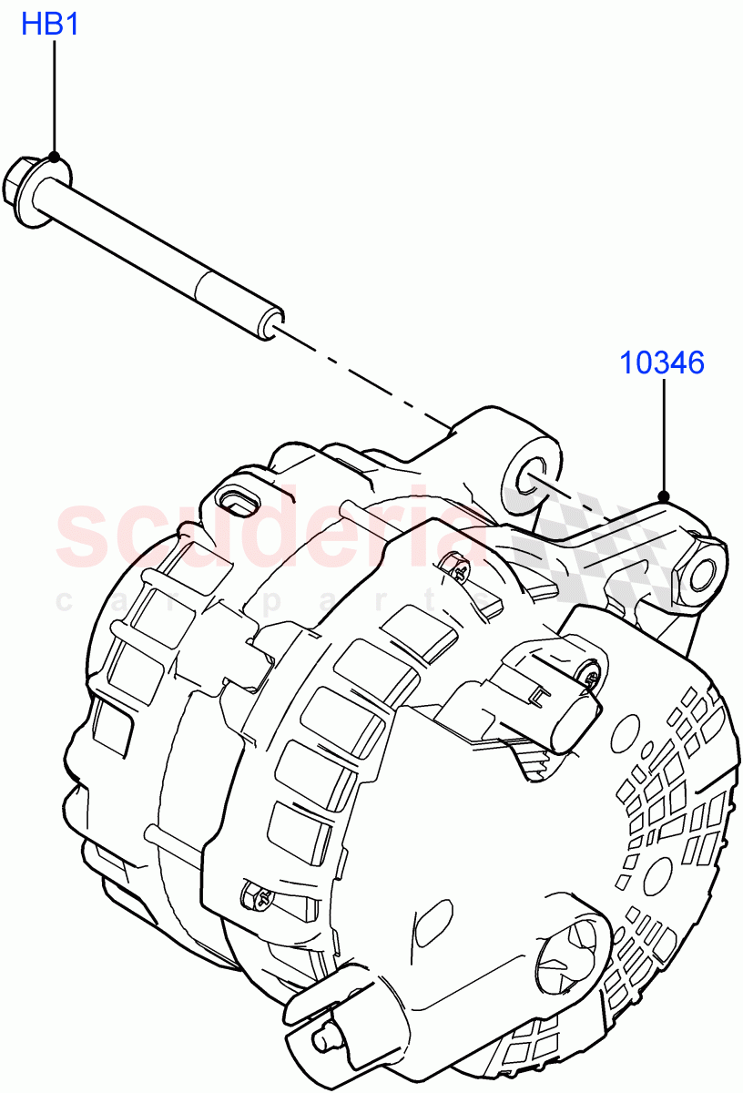 Alternator And Mountings (3.0L AJ20D6 Diesel High, Less Electric Engine Battery) of Land Rover Land Rover Range Rover (2022+) [4.4 V8 Turbo Petrol NC10]
