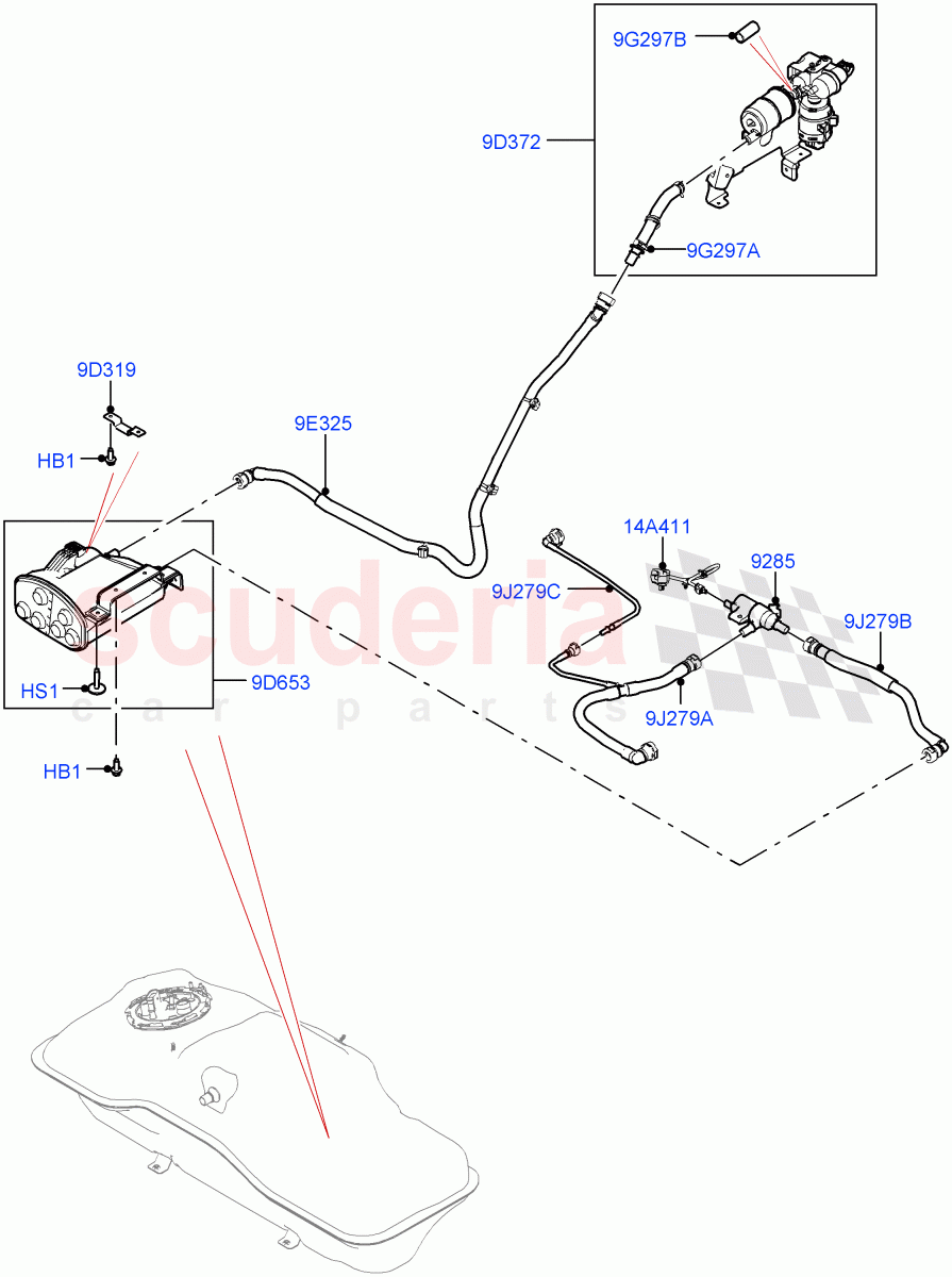 Carbon Canister(1.5L AJ20P3 Petrol High PHEV,Halewood (UK),Tank PHEV)((V)FROMLH000001) of Land Rover Land Rover Discovery Sport (2015+) [1.5 I3 Turbo Petrol AJ20P3]