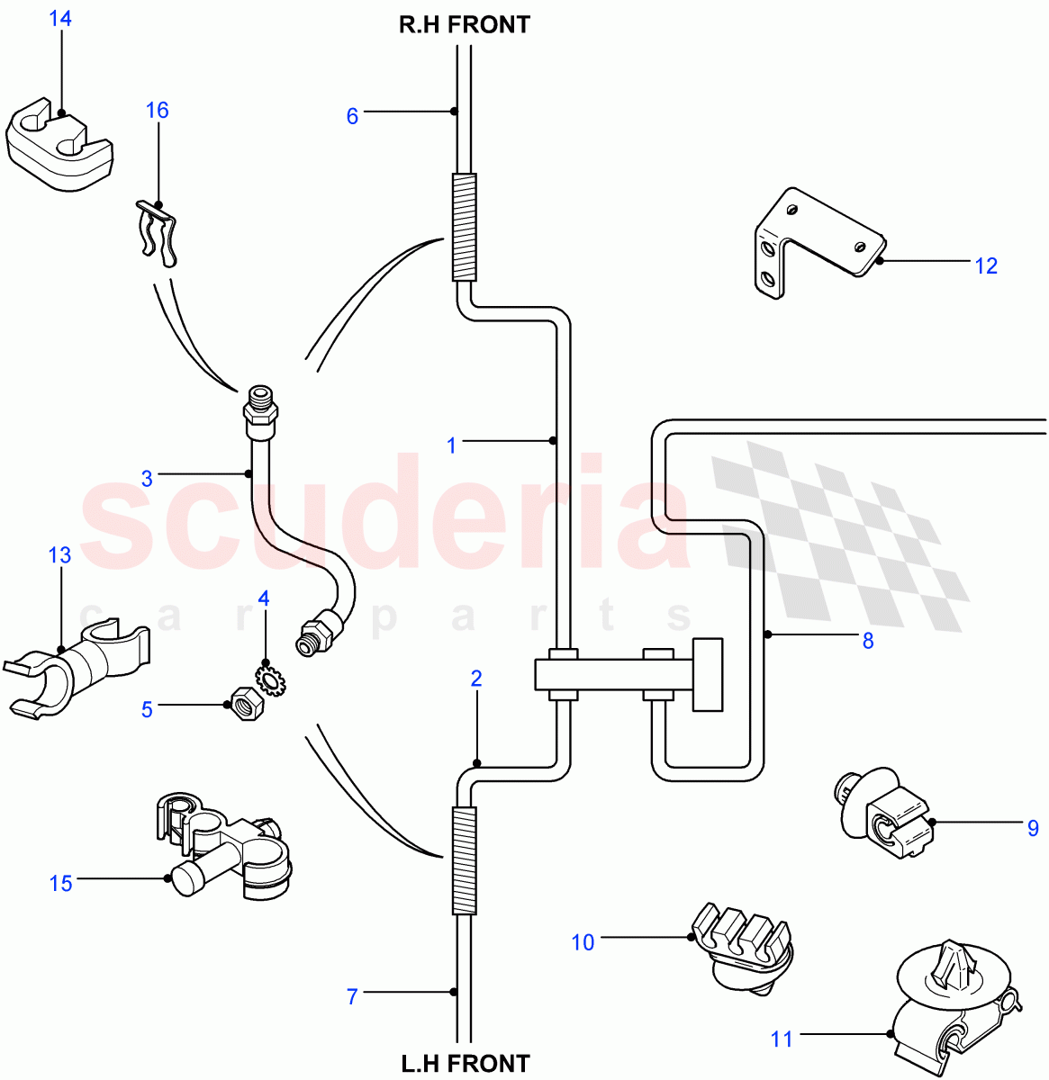 Front Brake Pipes (Less Brake Limiting Valve, Less Anti-Lock Braking System) ((V) FROM7A000001) of Land Rover Land Rover Defender (2007-2016)