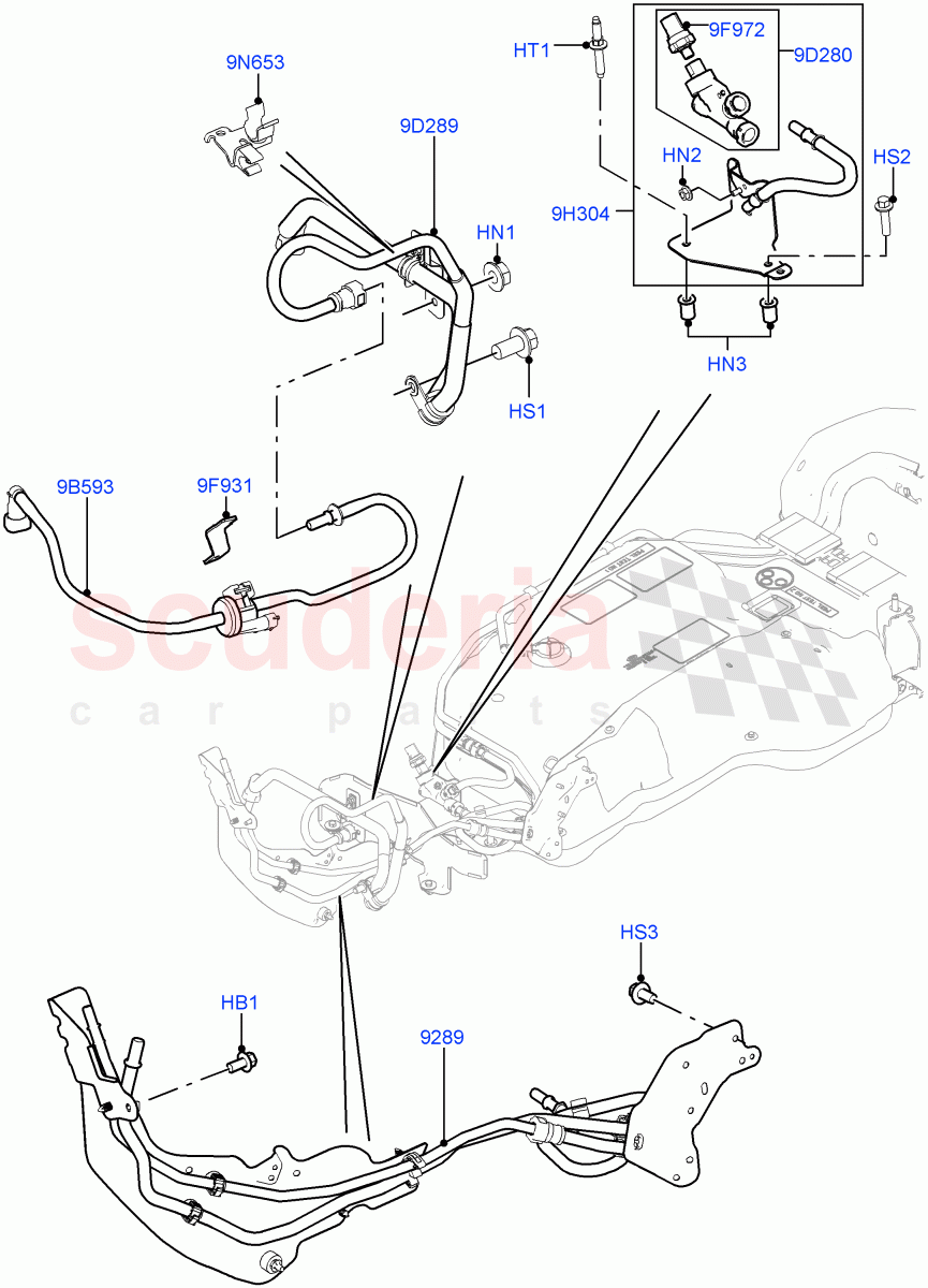 Fuel Lines(3.0L DOHC GDI SC V6 PETROL)((V)FROMEA000001) of Land Rover Land Rover Discovery 4 (2010-2016) [3.0 DOHC GDI SC V6 Petrol]