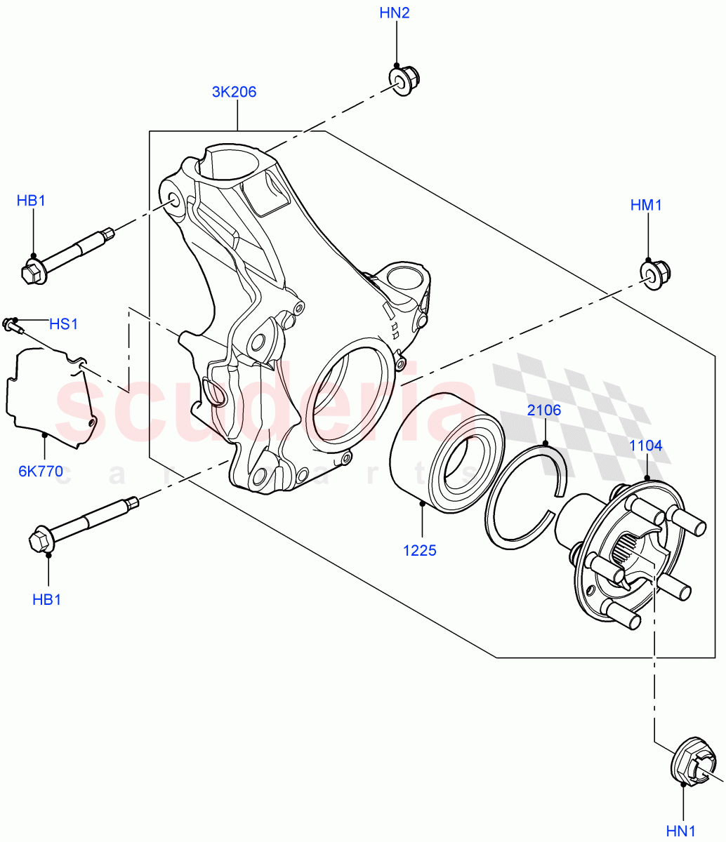 Front Knuckle And Hub (Itatiaia (Brazil)) of Land Rover Land Rover Range Rover Evoque (2019+) [1.5 I3 Turbo Petrol AJ20P3]
