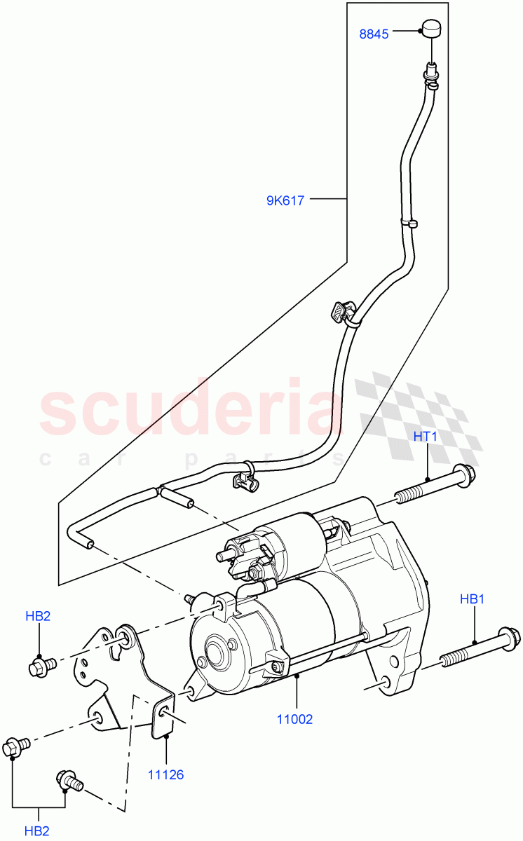 Starter Motor (Solihull Plant Build) (3.0 V6 Diesel) ((V) FROMAA000001) of Land Rover Land Rover Discovery 5 (2017+) [3.0 Diesel 24V DOHC TC]