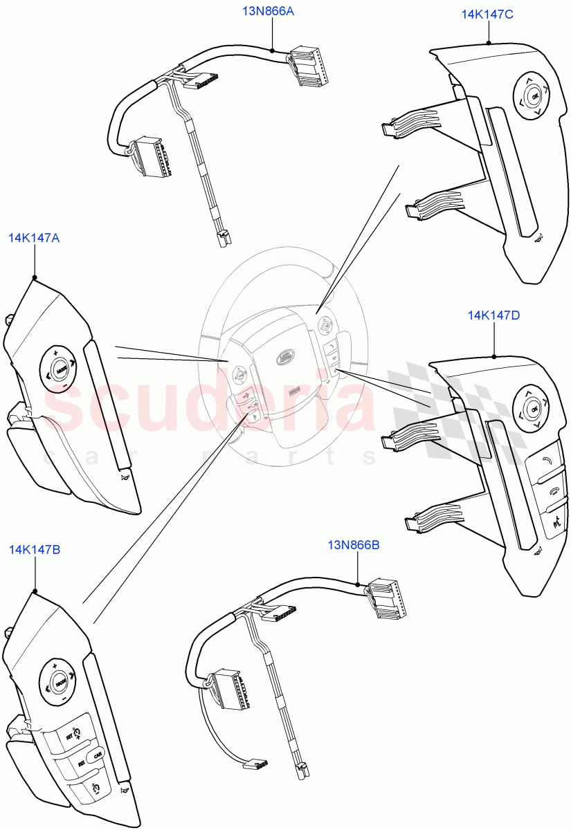 Switches (Steering Wheel) ((V) FROMEA000001) of Land Rover Land Rover Discovery 4 (2010-2016) [3.0 DOHC GDI SC V6 Petrol]